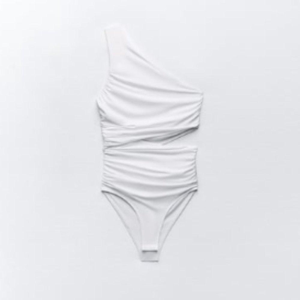 NWT Zara White Cut-out Bodysuit